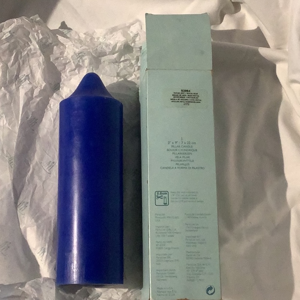 PARTYLITE 3”x9” PILLAR CANDLE OCEAN MIST S3964 ROYAL BLUE